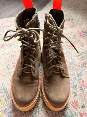 Urban Outfitters Olive Suede Lace-Up Platform Boots
